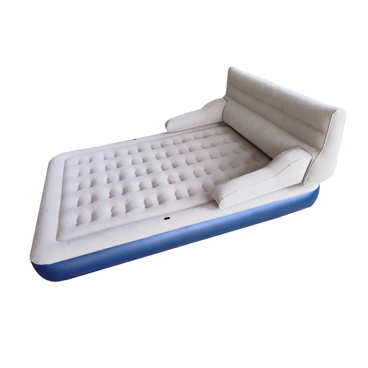 OEM Durable PVC Flocked Single Air Mattress inflatable Airbed With Built-In Electric Pump PVC double bed queen size bed