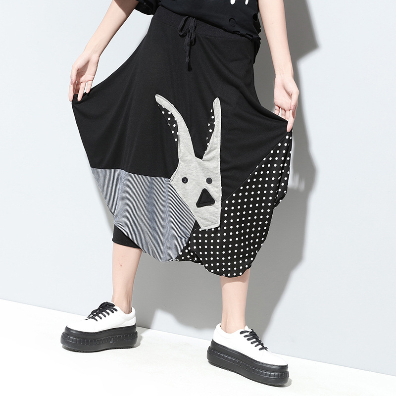 Women's pant clothing summer Europe personality crane fork haroun pants splicing hip-hop beam foot trousers of lady's big yards