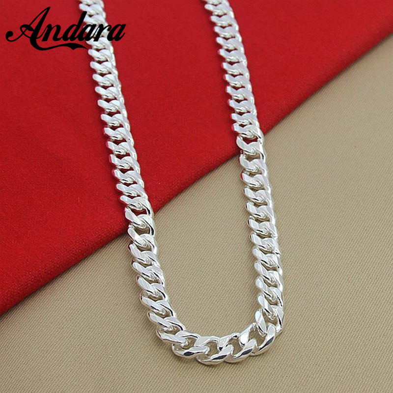 High Quality 10MM 20''24'' 50cm 60cm Men Necklace 925 Silver Link Chain Necklaces For Male Jewelry Party Gift