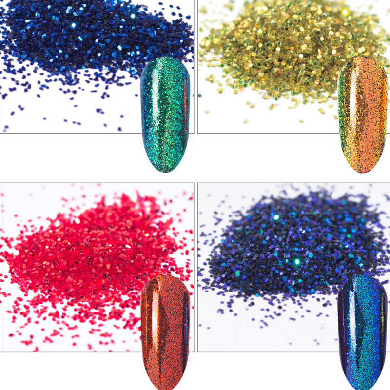 10g*1Bag Nail Chameleon Powder 1/128 Chrome Glitter Powder Dust Nagelpuder 6-Colors Nail Tips Art Decoration Chameleon Powder x1