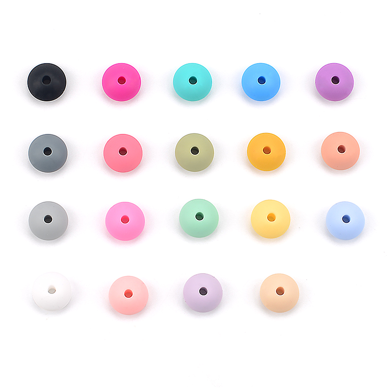 LOFCA 12mm 10Pcs/lot Silicone Lentil Round Beads Teething Baby Teether Chew BPA Free DIY Pacifier Chain Food Grade Silicone