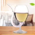 300ml Red Wine Glass Transparent Cup Mug With Built in Drinking Tube Straw Wate