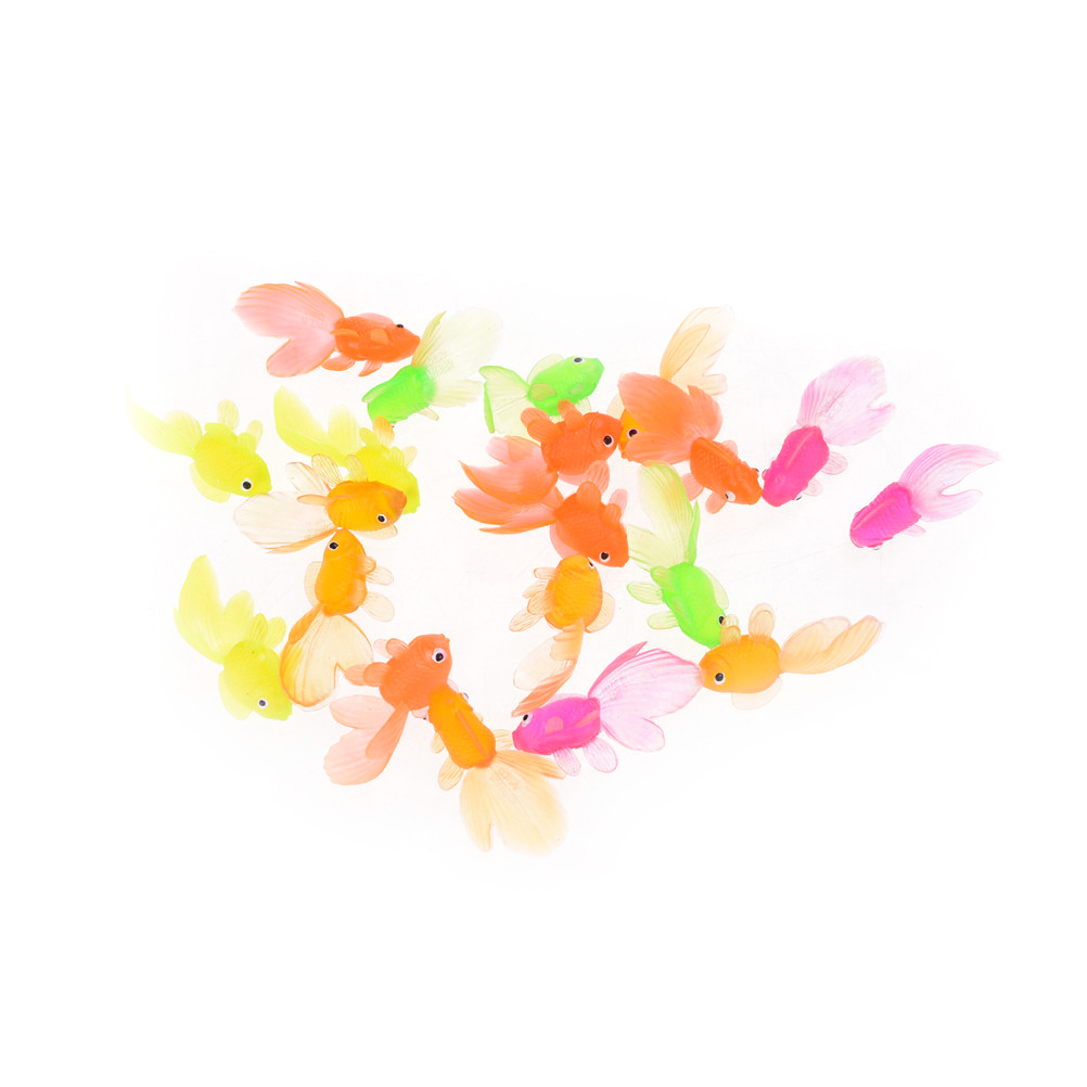 Wholesale 20pcs/pack mini colorful Plastic Simulation vivid Small Goldfish Soft Rubber Gold Fish Random Color 4cm