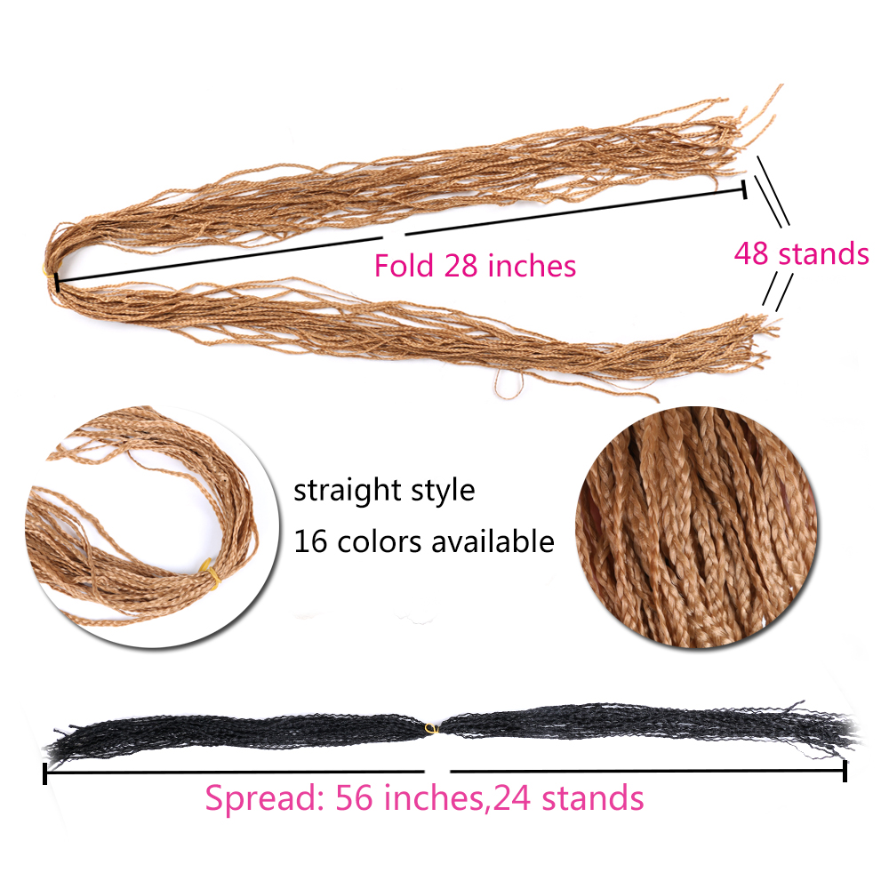 Zizi Braids Crochet Box Braids Twist Synthetic Braiding Hair Extensions 20-25 roots/Pack Pink White Purple Bug Gray 613 Eunice