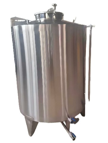 Stainless steel sealed wine storage barrel.