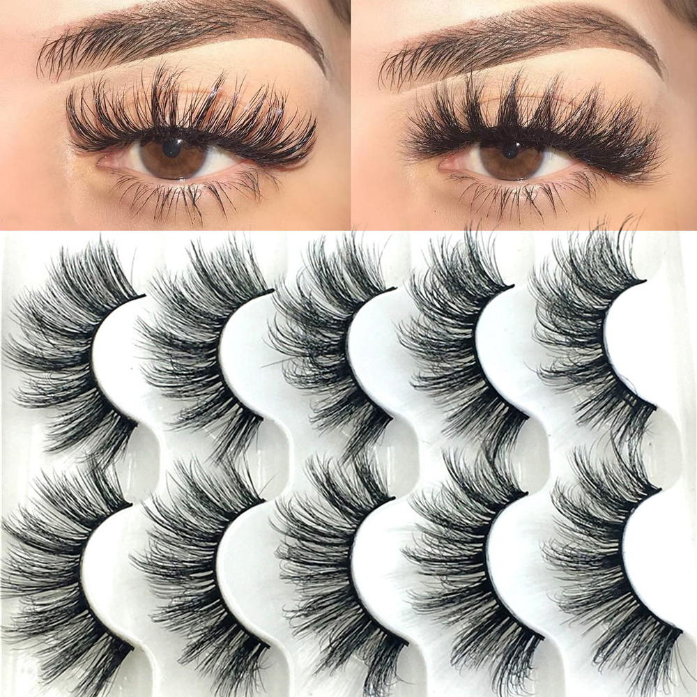 5 Pairs 6D Mink Eyelashes Natural False eyelashes Lashes Soft Fake Eyelashes Extension Makeup Wholesale