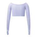 Pure Color Knitted Kids Girls Ballet Crop Tops Girls Sweater Knitwear Dancewear Costumes Tops Ballet Dance Practice Clothes