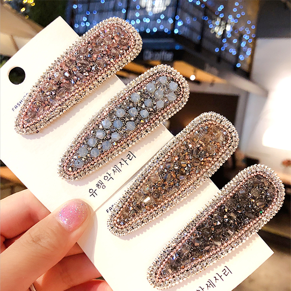 1PC Ins Square Waterdrop Bling Crystal Hairpins Headwear for Women Girls Rhinestone Hair Clips Pins Barrette Hair Accessories