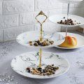 Creative marble ceramic dishes Nordic home dessert cake plate afternoon tea cutlery Three-tier wedding birthday fruit plate