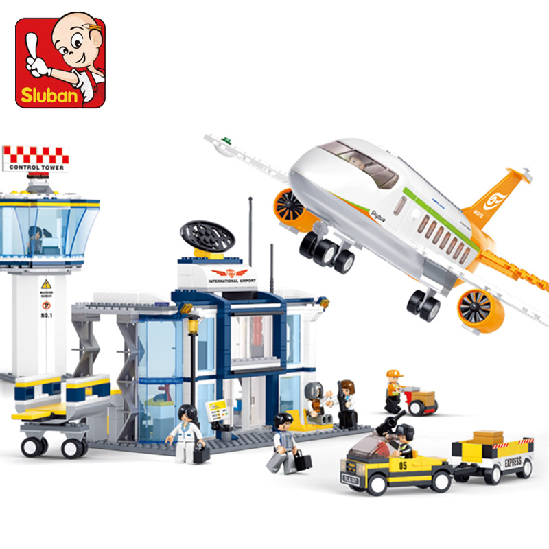 City Series Aviation Cargo Plane Airport Airbus Airplane Control Tower DIY Building Blocks Toy Set Figures Kids