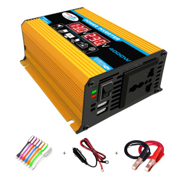 Car Power Inverter 4000W 12V to 220V Converter for Home Power Phone Charger Laptop Charging Emergency Power