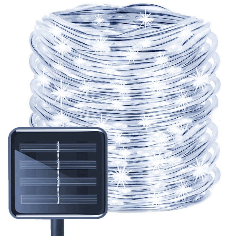 100 LEDs Solar String Light Waterproof Rope Tube Lights Outdoor Garden Tree Lamp