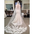 Free Shipping Real Photos 3M White/Ivory Cathedral Length Lace Edge Wedding Bridal Veil With Comb Wedding Accessories MD3078