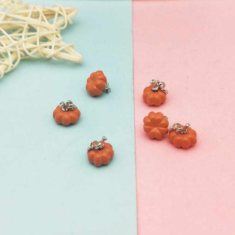 10pcs 3D Orange Pumpkin Enamel Charms Halloween Jingle Bell Metal Pendants DIY Earring Accessories Bracelet Jewelry Making FX288
