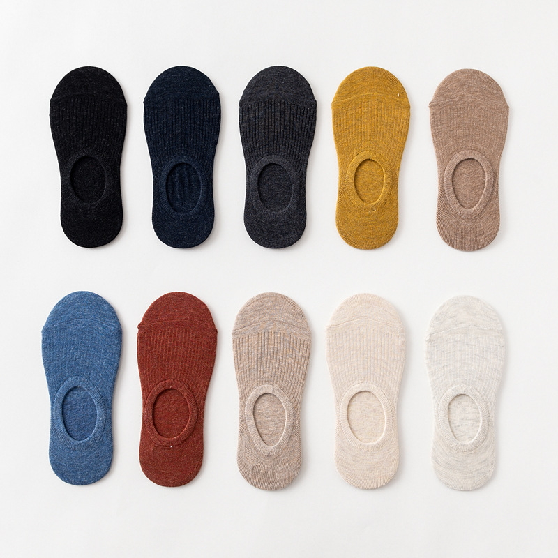 1 Pair Summer new Japanese solid color Women invisible socks Silicone non-slip invisible socks women Cotton socks 10 colors