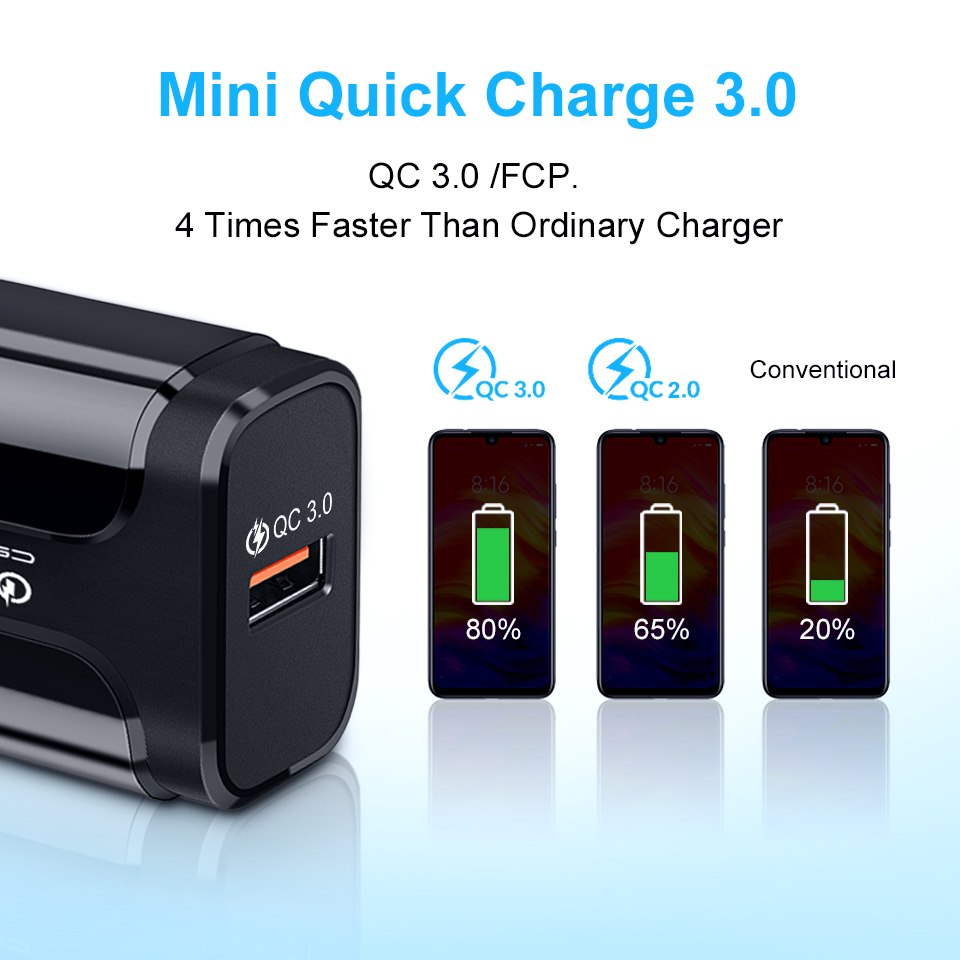 Quick Charge 3.0 USB Charger Adapter Wall Charger for Xiaomi Mi 9 SE 9T Huawei FCP Honor Phone EU Charger Usb Plug Quickcharge