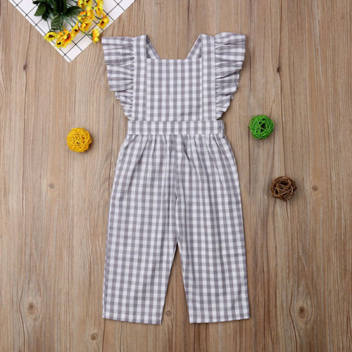 Hot Adorable Toddler Kid Baby Girl Plaid Romper One-Piece Pullover Jumpsuit Playsuit Sunsuit Clothes