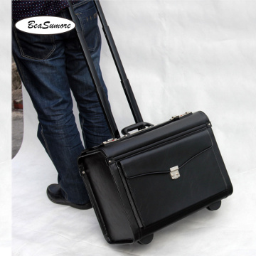 BeaSumore Multifunction PU Leather Rolling Luggage Spinner Men Women pilot Suitcase Wheels 19 Inch Carry Ons Laptop bag Trolley