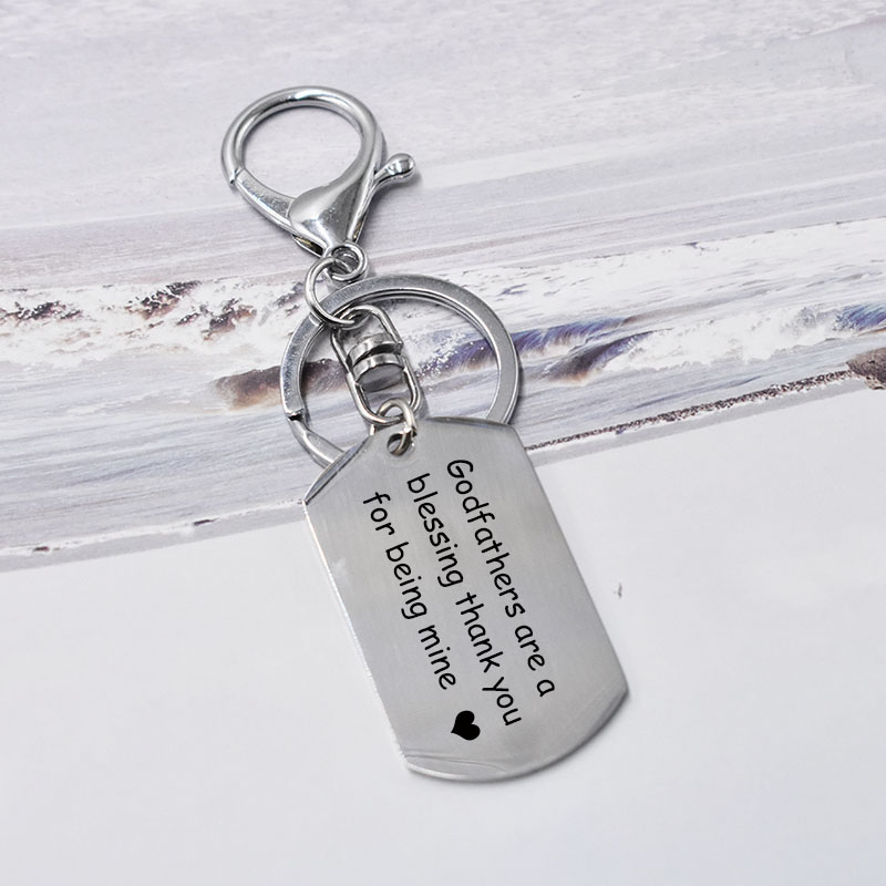 Engraved Godfathers are a blessing thank you for being mine Keychain Stainless Steel Key Chain Friends Family Gift Car Keyring