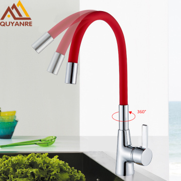 Quyanre Colorful Silica Gel Nose Any Direction Rotating Kitchen Faucet Cold Hot Water Mixer Torneira Cozinha Single Handle Tap