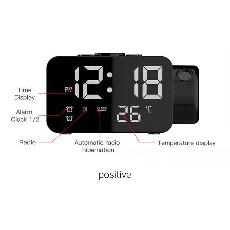 LED Digital Alarm Clock With Projection Table Watch Electronic Desktop Clock USB Wake Up FM Radio Time Projector Snooze Function