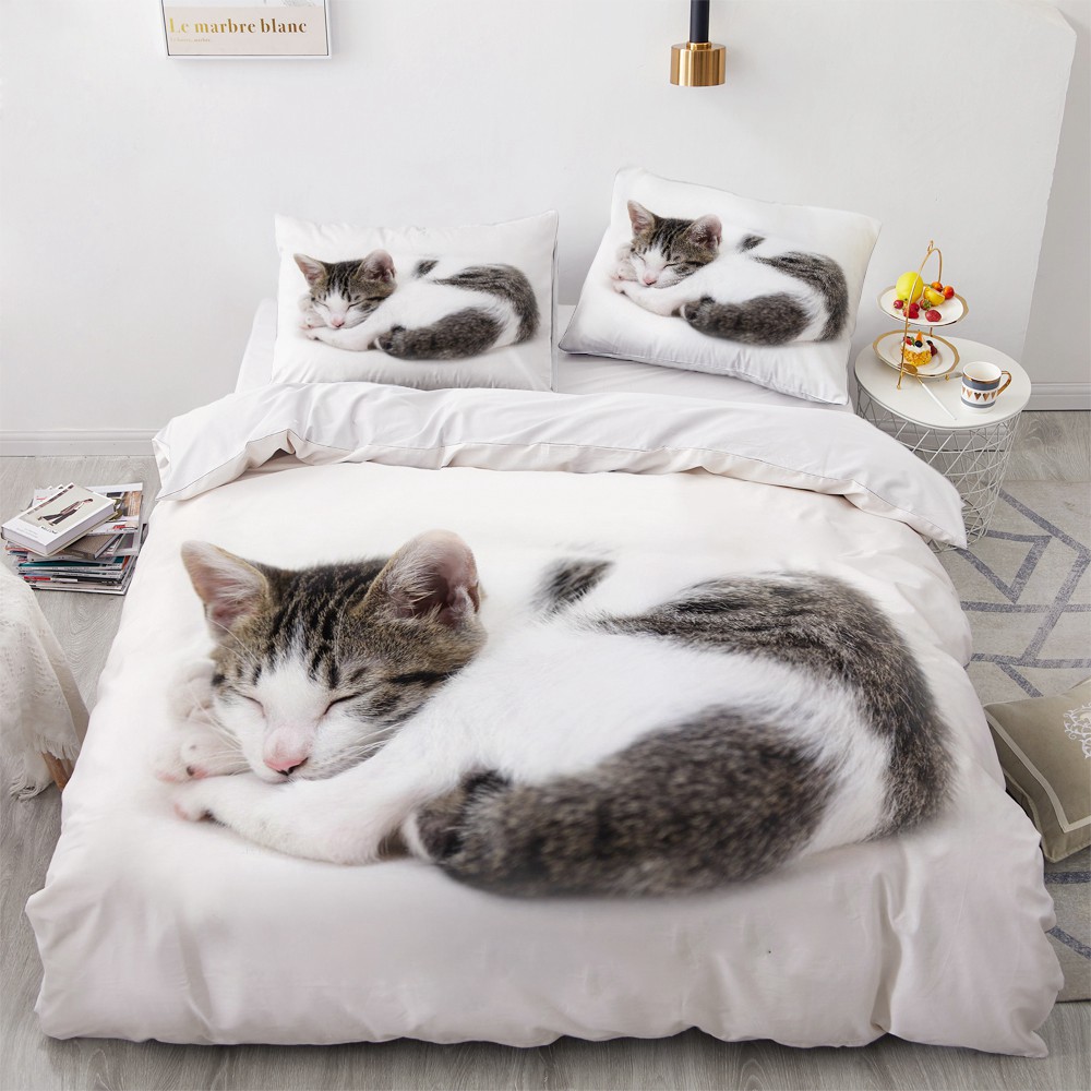 3D Bedding Sets Red Duvet Quilt Cover Set Comforter Bed Linen Pillowcase King Queen 173*230cm Size Dogs Pet Dog Cat Design