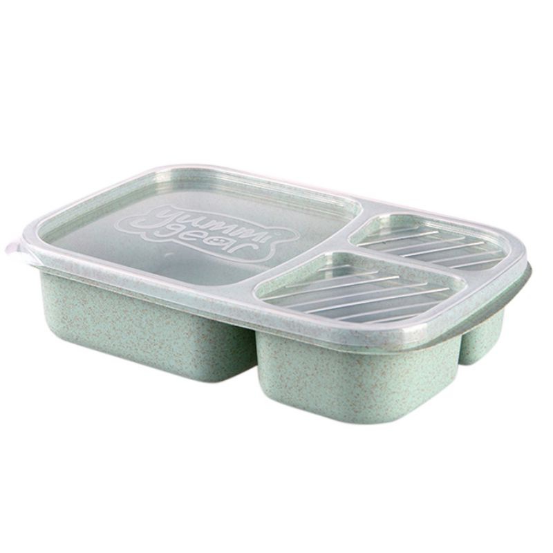 Lunch Bento Boxes Wheat Straw Box 3 Grid With Lid Microwave Food Box Biodegradable Storage Container Dinnerware Set