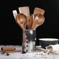 Wooden Spoons for Cooking Nonstick Kitchen Spoons Cooking Utensil Set Non Scratch Natural Teak Wooden Kitchen Tools