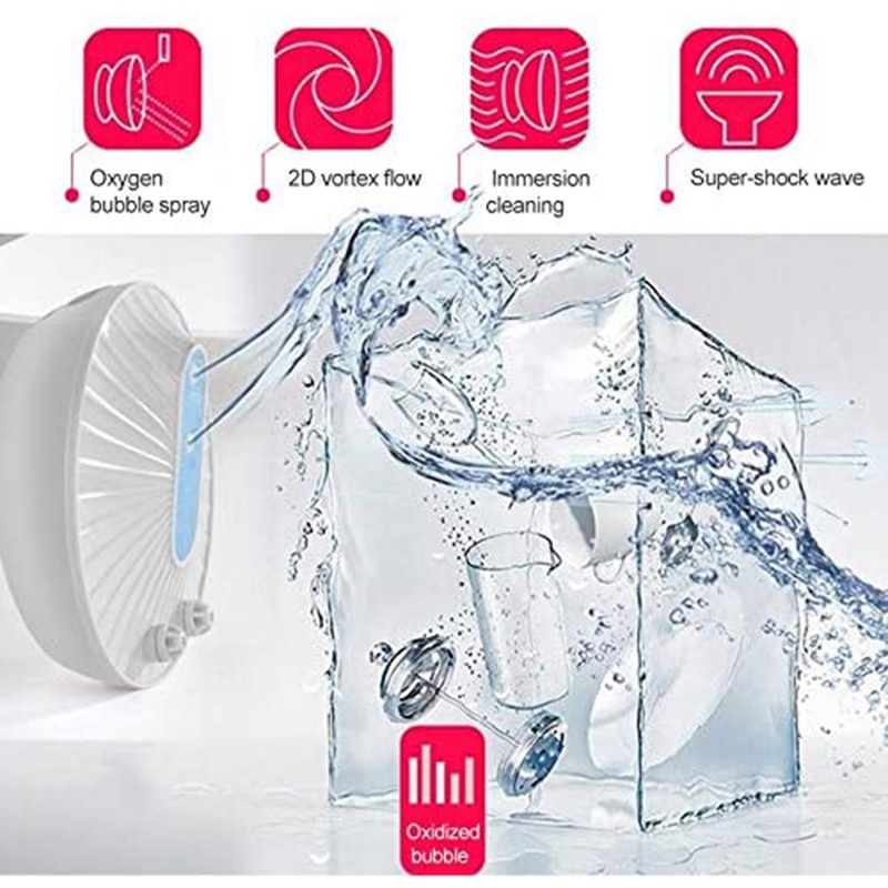 AD-2 Pcs Mini Dishwashers, Mini-Ultrasonic Dishwasher Portable USB Charging Fruit Cleaner, estic Packaging,Grey+Blue