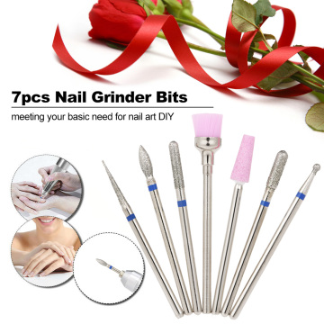 7pcs makeup Nail Grinder Bits Nail Drill Bit Set Metal electric Nail art machine Accessories Manicure make up Tools Kit