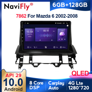 6G + 128G QLED 4G LTE WIFI RDS Carplay Android 10 Car Radio Multimedia Player for Mazda 6 2002-2008 Navigation GPS autoradio BT