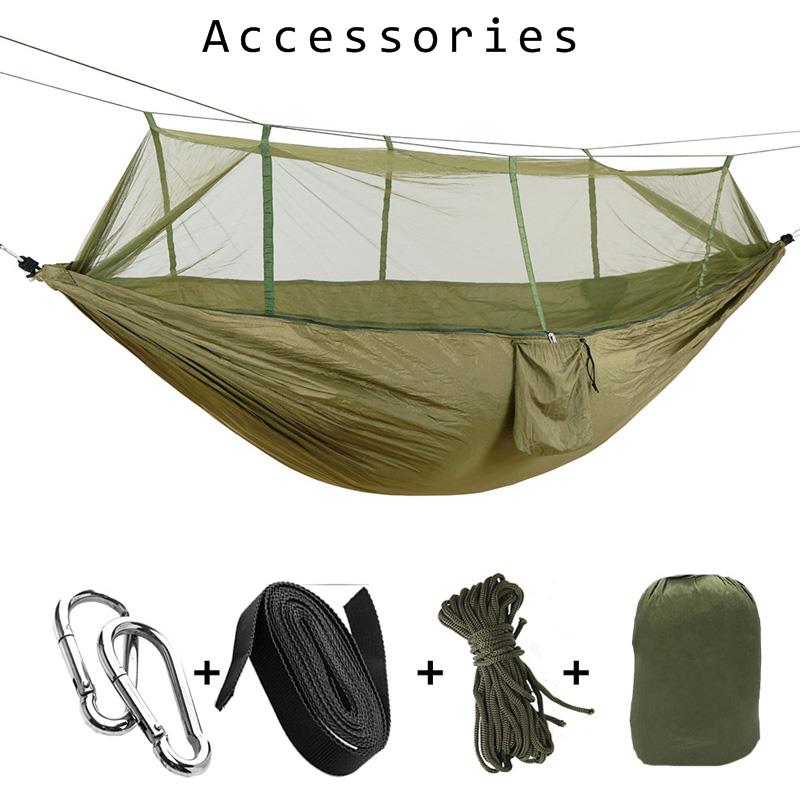 Hammock with Mosquito Net Outdoor Furniture High Strength Parachute Fabric Hanging Bed Hunting Sleeping Swing