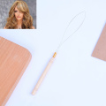 1PC Needle Threader Micro Rings Beads Loop Wooden Handle Hair Extension Hook Pulling Tool High Quality