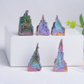 100% Natural Metal Quartz Pyramid Bismuth ore Quartz Gemstone Reiki Healing Stone Home Decoration Raw Crystals
