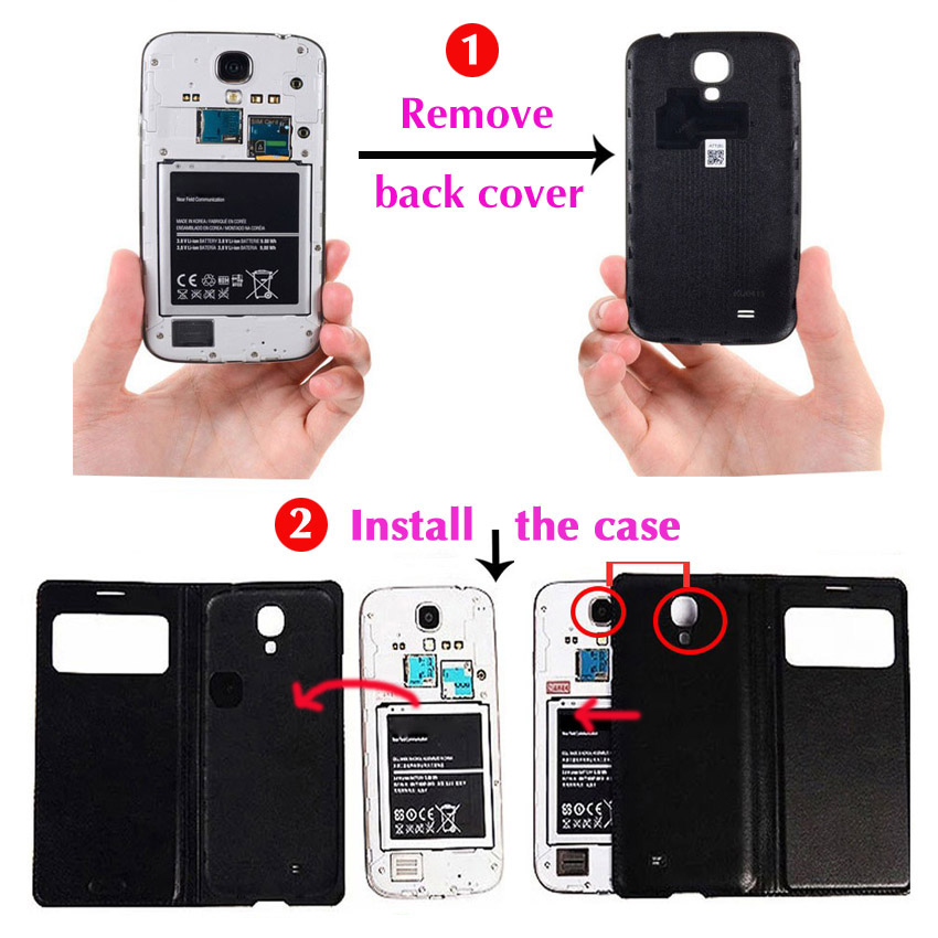 Flip Cover Leather Phone Case For Samsung Galaxy Note 3 Galaxi Not Note3 SM N900 N9000 N9005 S SM-N900 SM-N9005 Smart View Chip