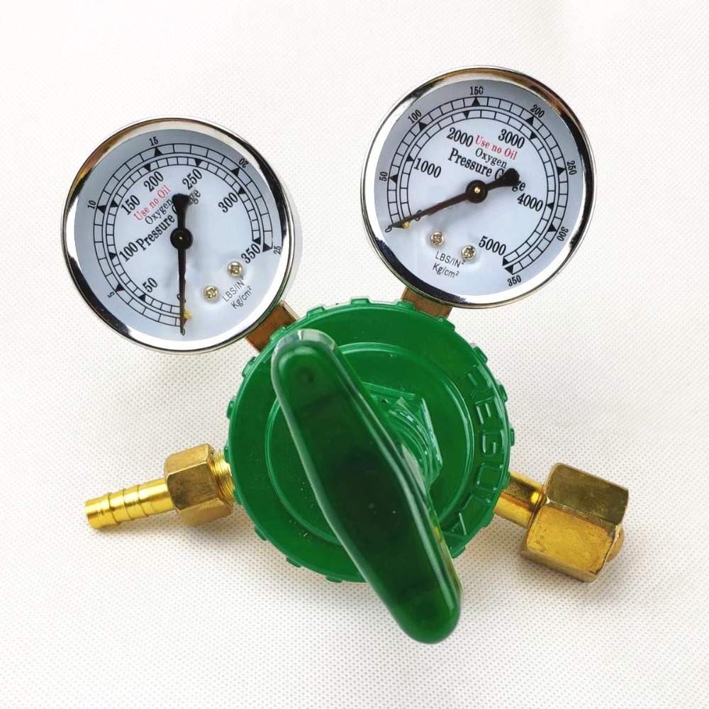Oxygen Regulator 0-350kg/cm2 (0-35MPa 0-5000psi) to 0-25kg/cm2 (0-2.5MPa) G5/8 Inlet Dual Gauge Welding Cutting Gas Pressure Reg