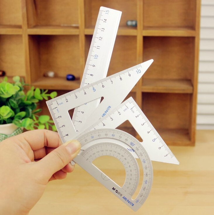premium metal math sets including protractor 15cm ruler 45 set square 60 set square high quality drafting supplies M&G 96178