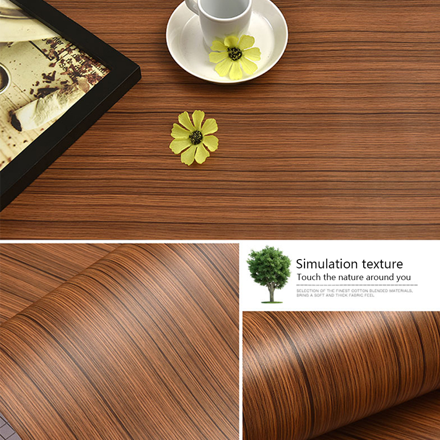 Wood Grain Self Adhesive Wallpaper Waterproof PVC Vinyl Kitchen Wardrobe Cabinet Furniture Renovation Door Wall Sticker 5M /10M
