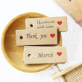 1.18inch 100pcs Kraft Print Paper Hand Made Tag with Love DIY Gift Box Tag Dragee Candy Cupcake Handmade Favors Name Brand Tag