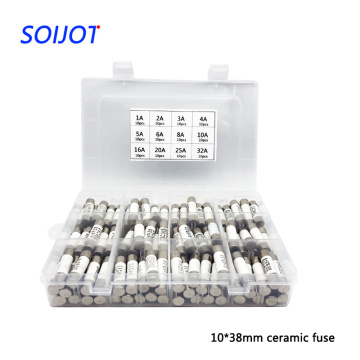 120pcs/box Fast blow Ceramic Fuse 10*38mm Fuse 500V 1A 2A 3A 4A 5A 6A 8A 10A 16A 20A 25A 32A