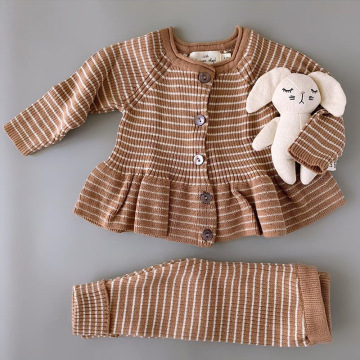 Kids Cardigan New Autumn Winter Girls Knitted Sweater Infant Baby Winter Clothes Striped Outwear Boys Coat Ruffles Top Tees