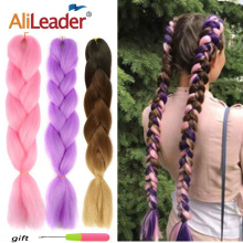 Alileader 102Colors Synthetic Braiding Hair Extensions For Crochet Braids Jumbo Braids Two Tone Ombre Rainbow 24inch 1Pcs/Lot