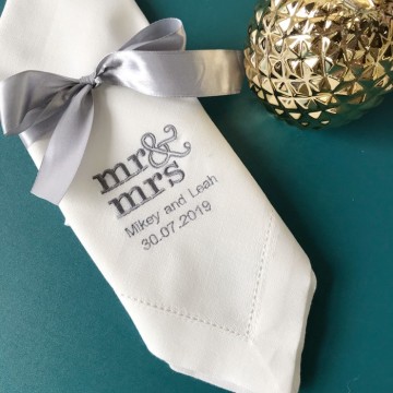 [Customized]Mr&Mrs Personalized Napkins White napkins, Custom dinner napkin, wedding party napkins