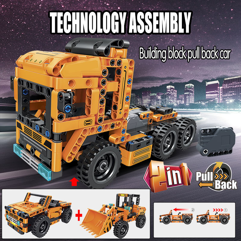 Creator City Off Road Car Model Building Blocks Technical Pull Back Loader Trucks Container Teactor Bricks Toys For Boys
