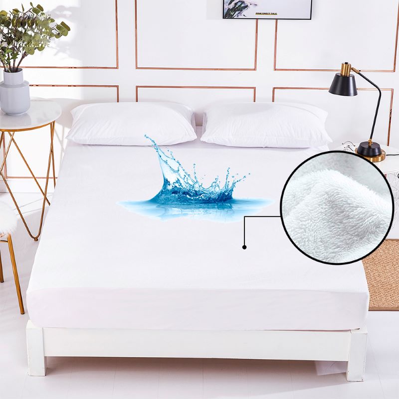 100% Cotton Terrycloth Mattress Cover White Solid Color Waterproof Mattress Cover For Hotel Soft Bed Pad Protector No Pillowcase