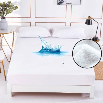 100% Cotton Terrycloth Mattress Cover White Solid Color Waterproof Mattress Cover For Hotel Soft Bed Pad Protector No Pillowcase