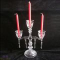 Crystal Glass Candelabra Three Candle Holder