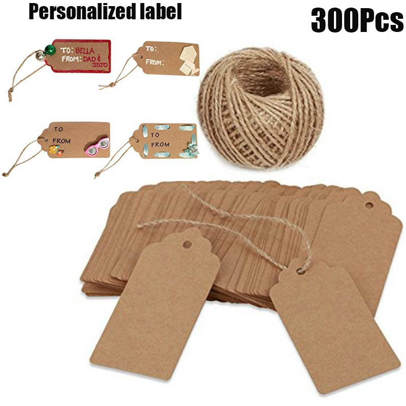 300pcs kraft Blank Tags Vintage DIY handmade Personalized Label Packaging price labels wedding Party Gift Decoration Tags