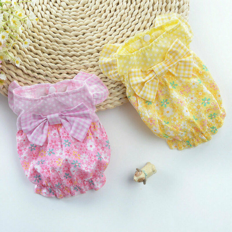 Kawaii Princess Small Dog Dress Spring Summer Pet Puppy Clothes Skirt Floral Apparel Bow Teddy Puppy Clothing Pet Accessories