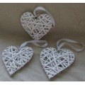 3pcs 20 CM Hanging wicker heart weeding home party decoration willow rattan gifts and crafts with white ribbon